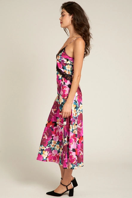 Emma Floral Satin Dress