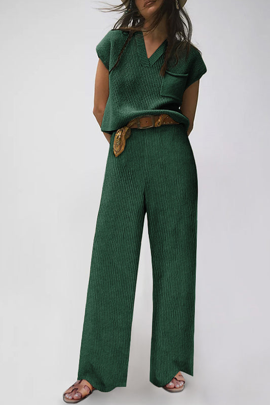 Luisa Green Sweater and Casual Pants Set