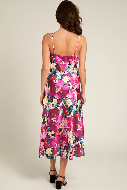 Emma Floral Satin Dress